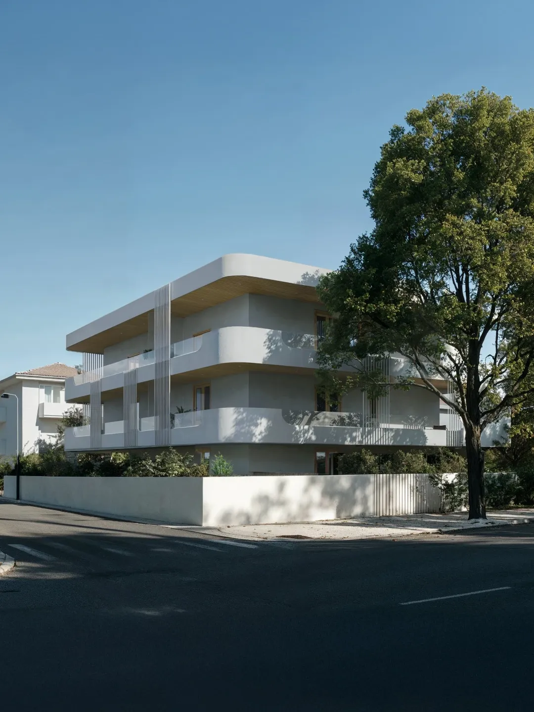 Contemporary Residential Block — Daytime Exterior Architectural Rendering