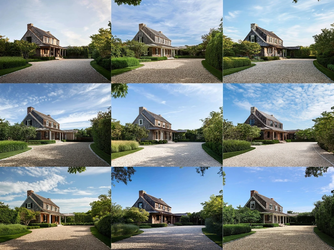 A collage of AI generated images for architectural rendering reference imagery.